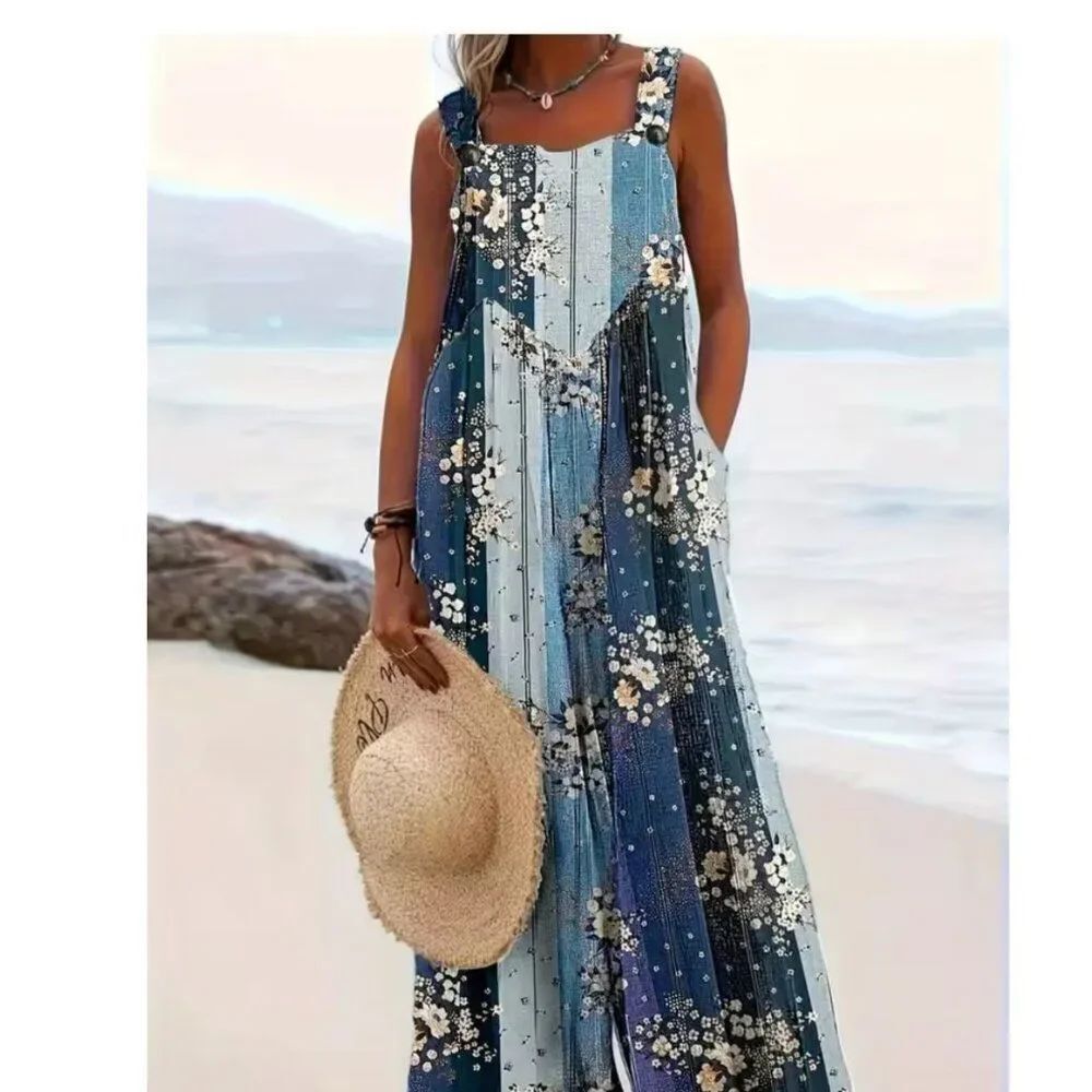 NWT BohoβFloral Patchwork Wide Leg Overalls Jumpsuit Plus Size 20